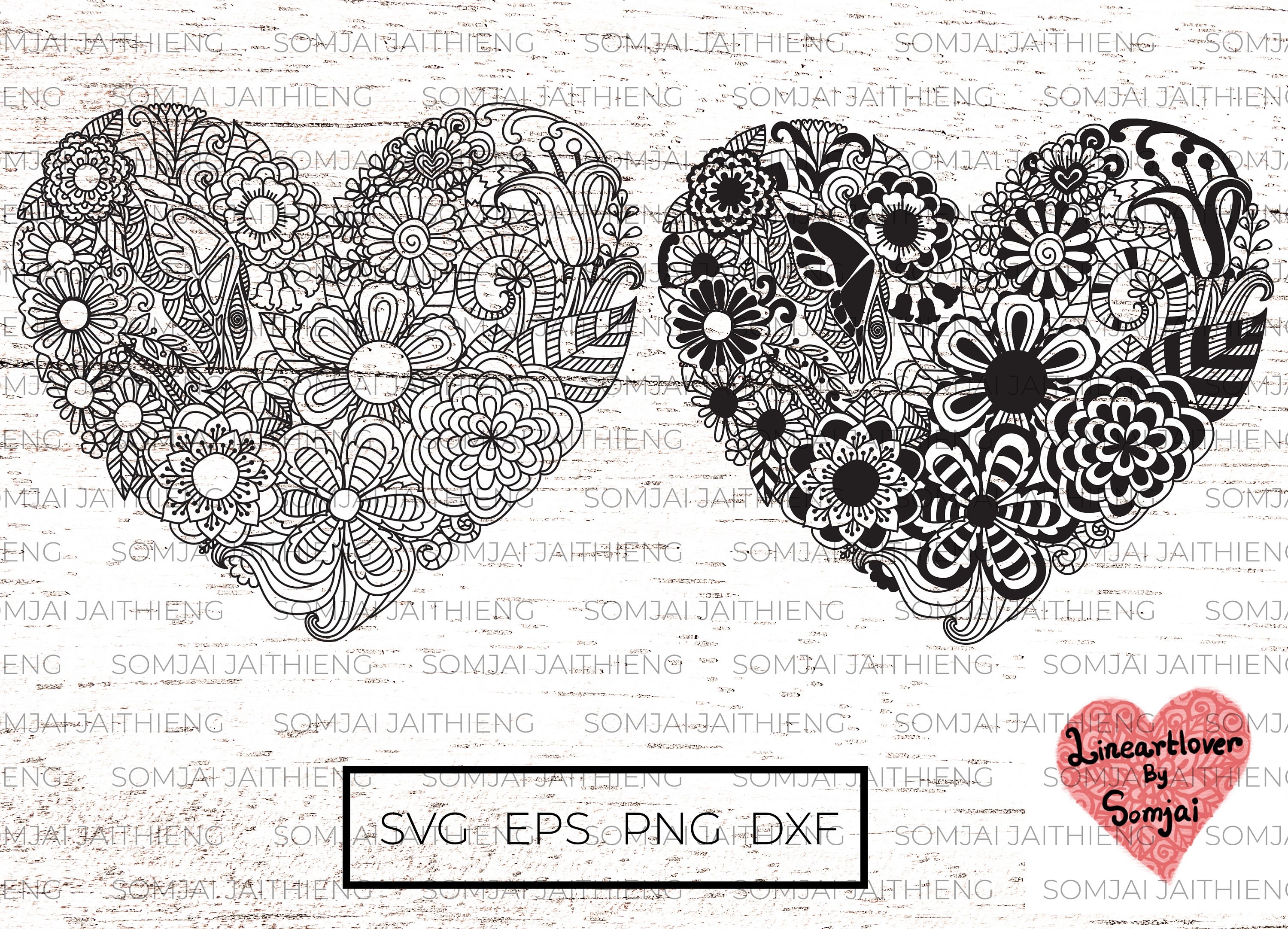 Download Two styles floral Hearts Svg / Mandala heart svg / Heart ...
