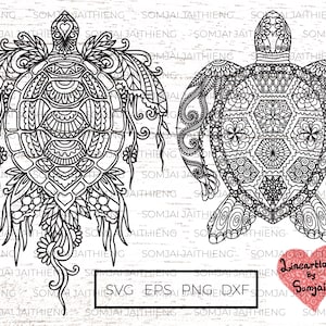 3 styles Tortue svg, tortue zentangle svg, Animal svg, mandala svg, Mandala tortue, Tortue Svg pour cricut. Téléchargement instantané 0074
