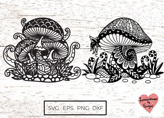 Two Stlyes of Mushroom Svg/mandala Mushroom Svg/zentangle