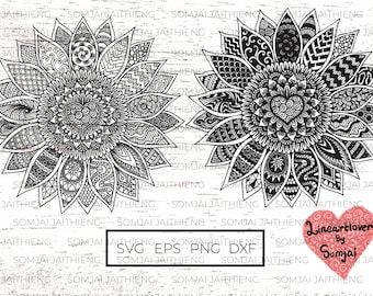 Sunflower Svg / Zentangle Svg / Mandala Svg / Flowers Svg / Svg Files for Cricut / Silhouette Files  0109