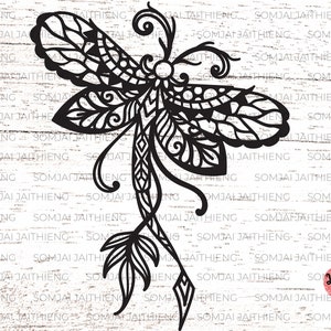 Two style of dragonfly svg, Zentangle dragonfly svg, Boho dragonfly svg, bug svg, dragonfly svg, Mandala dragonfly svg file for cricut. 0069 image 3