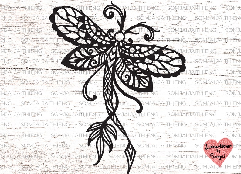 Two style of dragonfly svg, Zentangle dragonfly svg, Boho dragonfly svg, bug svg, dragonfly svg, Mandala dragonfly svg file for cricut. 0069 image 3