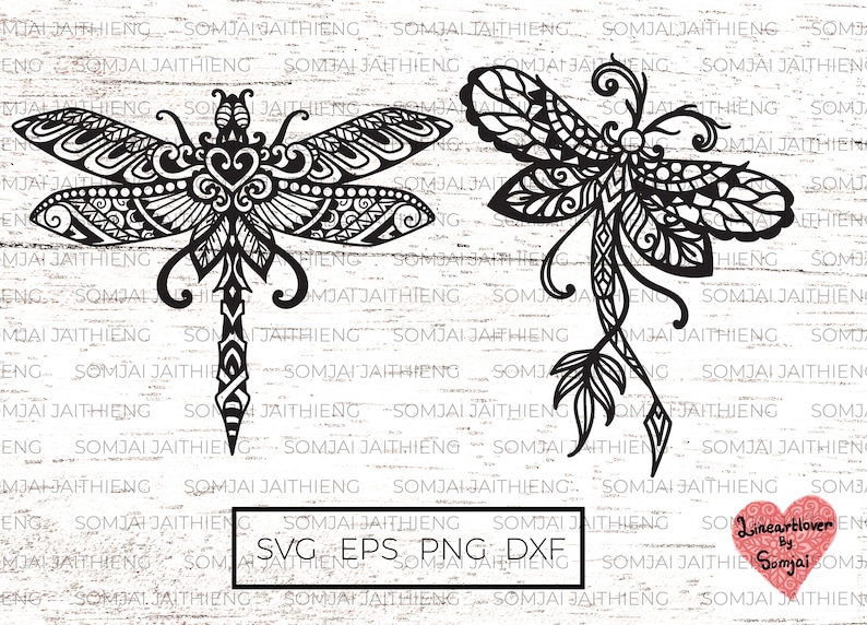 Two style of dragonfly svg, Zentangle dragonfly svg, Boho dragonfly svg, bug svg, dragonfly svg, Mandala dragonfly svg file for cricut. 0069 image 1