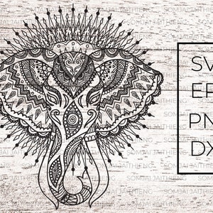 Mandala Elefante SVG Elefante étnico SVG, Cabeza de elefante SVG, Elefante Zentangle svg para cricut 0103