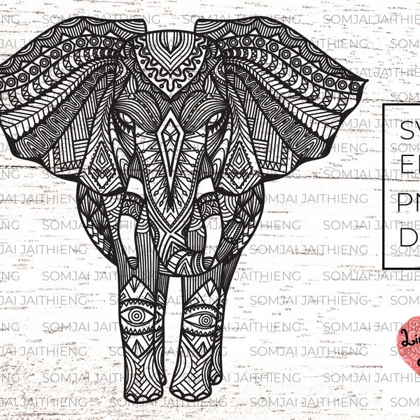 Two styles of elephant svg / zentangle svg / mandala svg / abstract elephant svg / boho svg /  svg files for cricut / silhouette files  0363