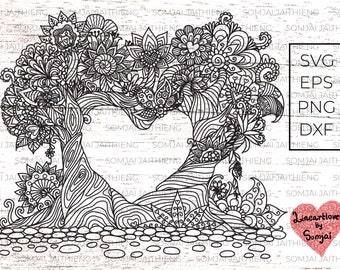 Zwei Arten von Herz Baum svg / Mandala heart svg / Herzbaum Mandala svg / Zentangle svg / Baum SVG/Svg Files für Cricut 0015