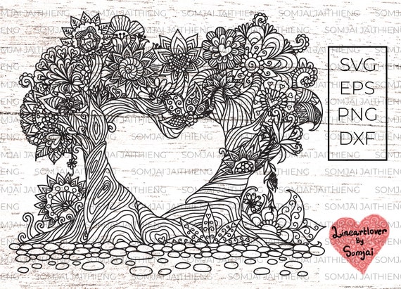 Download Two Styles Of Heart Tree Svg Mandala Heart Svg Heart Tree Etsy