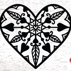 9 Styles of Heart Svg, Heart Zentangle Svg, Heart Mandala Svg, Heart ...
