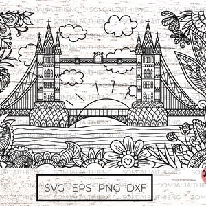 Tower bridge Svg / Spring in London svg / Svg Files for Cricut / Silhouette files  0058