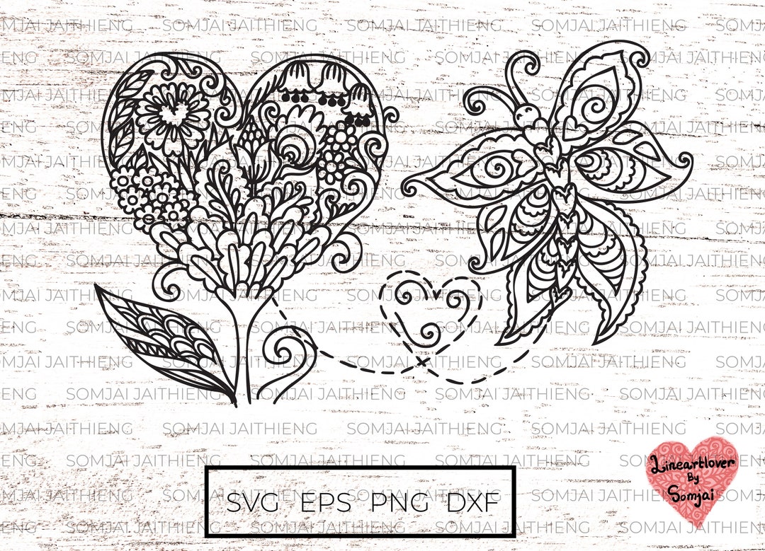 Heart Flowers With Butterfly Svg / Mandala Heart Svg / Heart Tree ...
