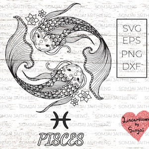 Fische Svg / Sternzeichen Svg / Zentangle Svg / Mandala Svg / Tier Svg / Fisch Svg / Dateien für Cricut / Silhouette Dateien