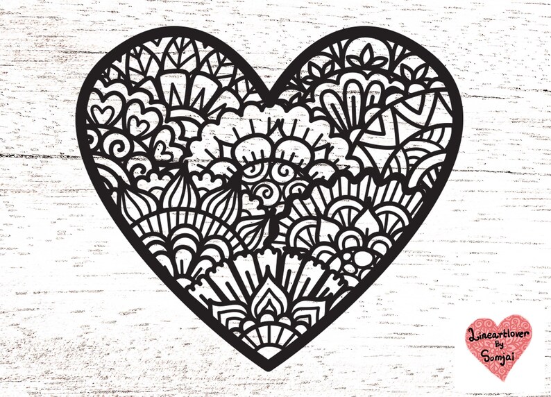 9 Styles of Heart Svg, Heart Zentangle Svg, Heart Mandala Svg, Heart ...