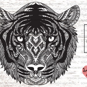 Twee stijlen van Tiger Svg/tijger hoofd svg/tijger png/zentangle svg/mandala Svg/dier Svg/Svg-bestanden voor Cricut/silhouet bestanden 0218