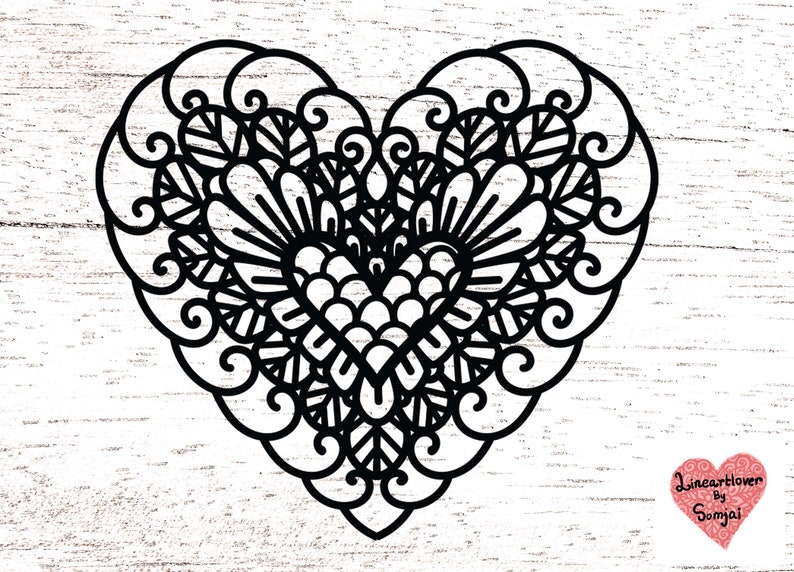 9 Styles of Heart Svg, Heart Zentangle Svg, Heart Mandala Svg, Heart ...