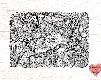 Abstract Flowers background Svg /  zentangle svg / mandala svg/ floral background svg/  Svg Files for Cricut / Silhouette files 0392