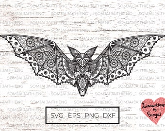 Two  styles of bat Svg / bat svg / Zentangle Svg / Mandala Svg / wings  svg / flying bat svg / Ethnic SVG/ Svg Files for Cricut 0014