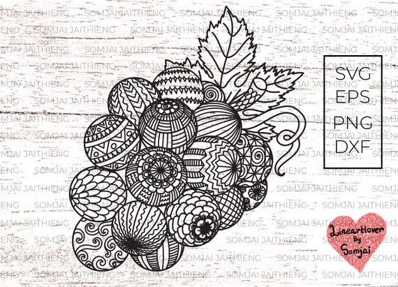 Two Styles of Grape Svg / Zentangle Svg / Mandala Svg / Fruit Svg