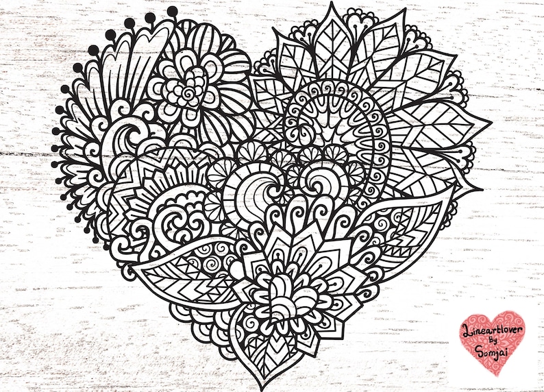 Heart Svg / Mandala Heart Svg / Heart Mandala Svg / Zentangle - Etsy