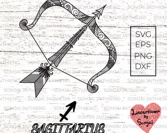 Sagittarius Svg / Zodiac svg / Zentangle Svg / Sagittarius zodiac sign / bow and arrow  Svg / arrow Svg /  Boho svg / Svg Files for Cricut