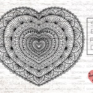 Heartsvg, cuore zentangle in formato SVG, amore in formato SVG, mandala in formato SVG, Buon San Valentino, puntello di nozze, sagoma in formato SVG, file SVG per Cricut. 0071