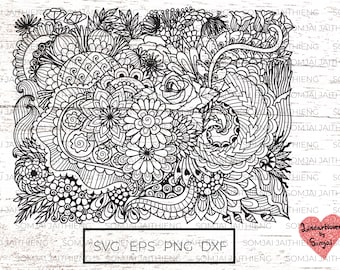 Abstract bloemen achtergrond SVG/zentangle SVG/mandala SVG/Floral achtergrond SVG/SVG-bestanden voor Cricut/silhouet bestanden 0132