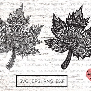 Ahornblatt SVG / Ahornblatt / Ahornblatt / Mandala / Zentangle / Boho / Ethnische SVG / SVG-Dateien für Cricut / Silhouette-Dateien 0084