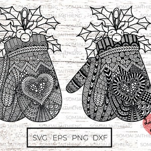 Christmas glove svg / Christmas mitten svg / zentangle svg / mandala svg /Svg Files for Cricut / Silhouette files  0025