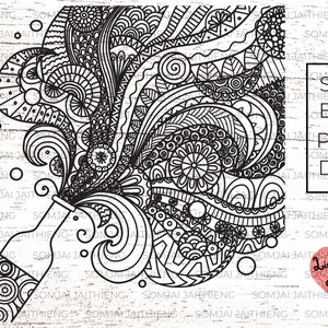 Deux styles de champagne pop up svg / svg zentangle / mandala svg / bouteille de champagne zentangle svg / fichiers Svg pour Cricut 0245