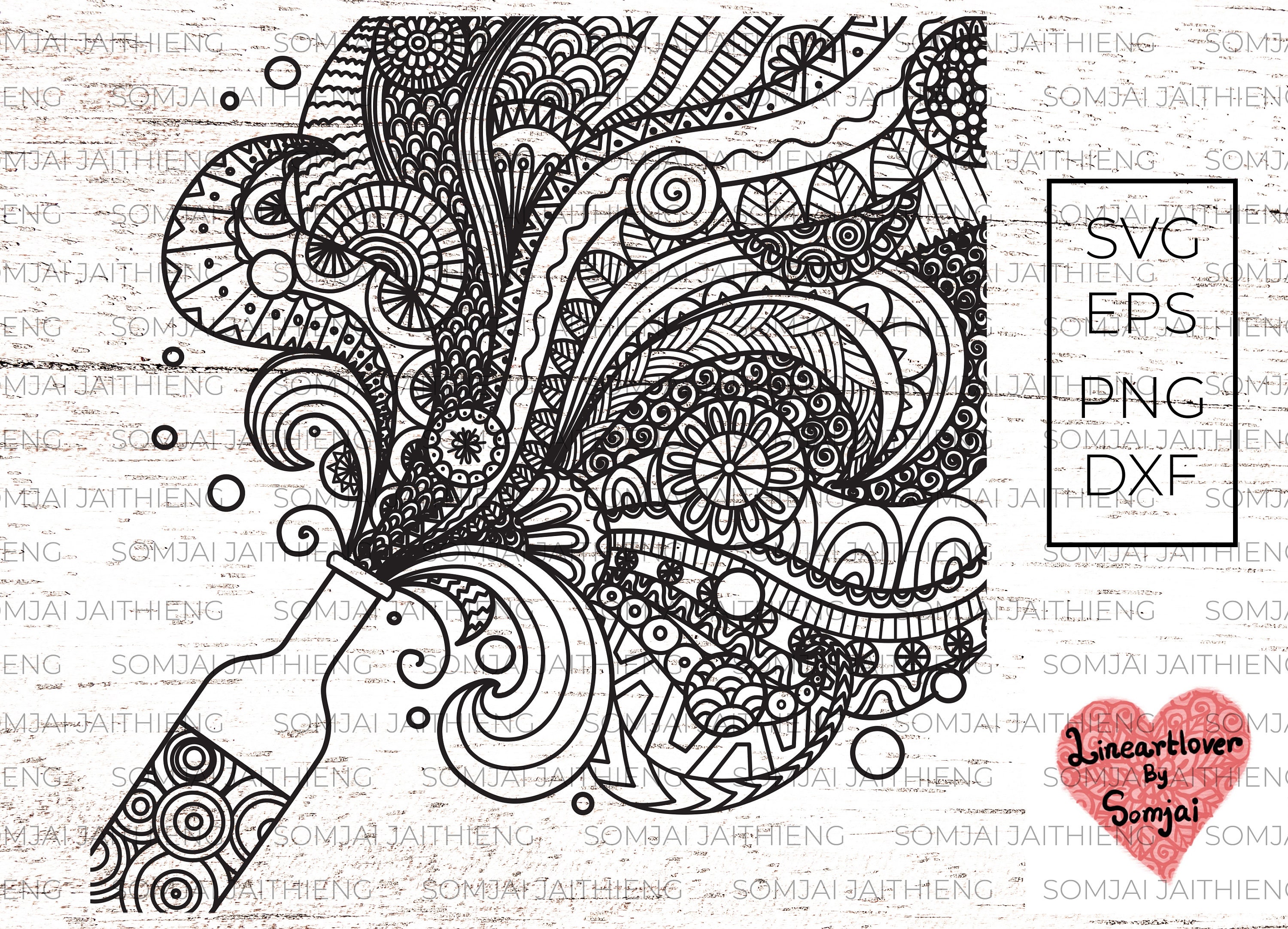 Two styles of champagne pop up svg / zentangle svg / mandala svg /zentangle champagne bottle  svg / Svg Files for Cricut  0245