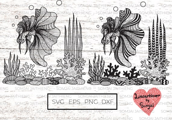 Download Two stlyes of betta fish Svg / betta svg / Zentangle Svg / | Etsy