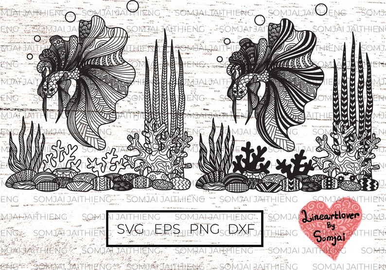 Download Two stlyes of betta fish Svg / betta svg / Zentangle Svg / | Etsy