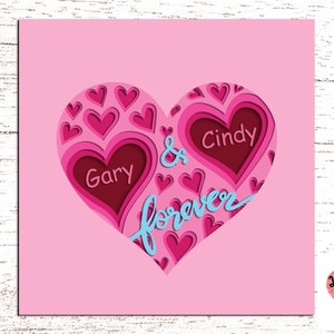 3D-Herz für Schattenbox, Sie können Ihre Bilder in die Herzen legen oder die Namen darauf schreiben, Valentinsherz-Svg-Dateien für Cricut. 0163