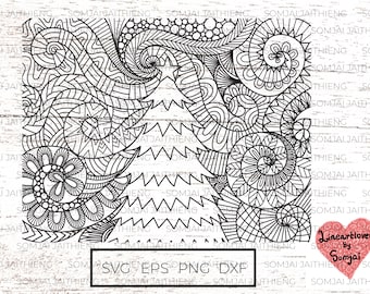 Christmas tree svg / Zentangle Svg / Mandala Svg / merry christmas  Svg / Svg Files for Cricut / Silhouette Files  0133