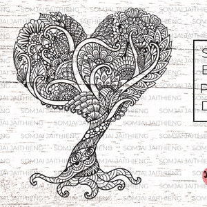 Abstract heart shape tree Svg/Zentangle Svg/Mandala Svg/Love tree Svg/Svg Files for Cricut/Silhouette Files  0285