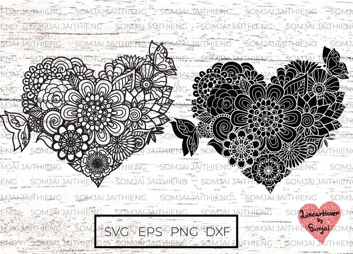 Heart Svg / Mandala Heart Svg / Heart Mandala Svg / Zentangle | Etsy