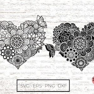 Hart Svg / Mandala hart svg / Zentangle Svg / Mandala Svg / Bloem hart Svg / laser gesneden SVG / Svg-bestanden voor Cricut 0046