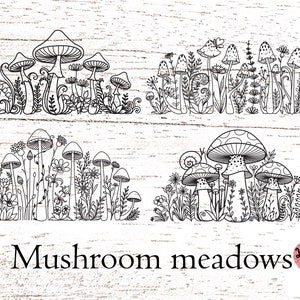 4 Pilz Wiese Designs, Pilz svg, Wiese svg, Pilze svg, svg Dateien für Cricut oder glowforge 0035