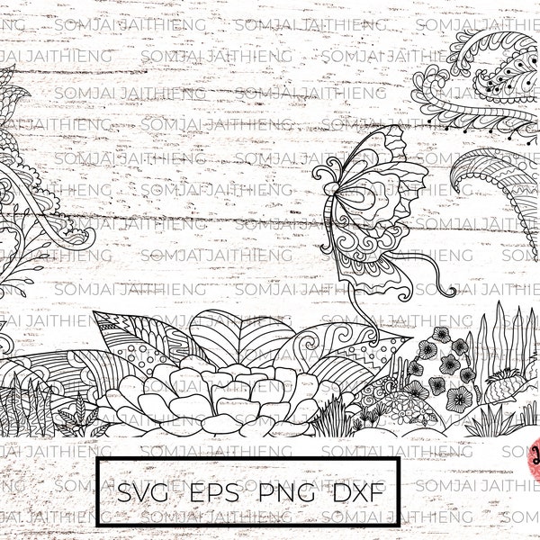 Two styles of jungle frame  svg / zentangle svg / mandala svg /flower frame svg /  Svg Files for Cricut or glowforge  0018