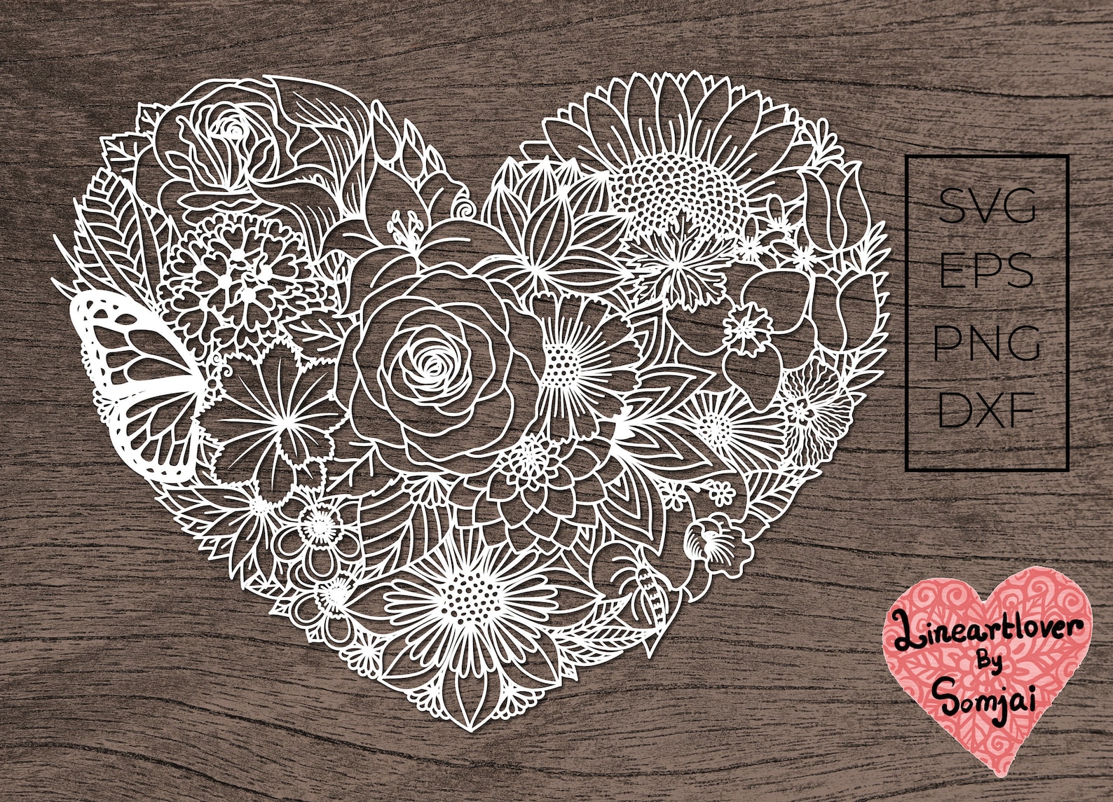 Heart Svg / Floral Heart Svg / Heart Mandala Svg / Flowers Heart Svg ...
