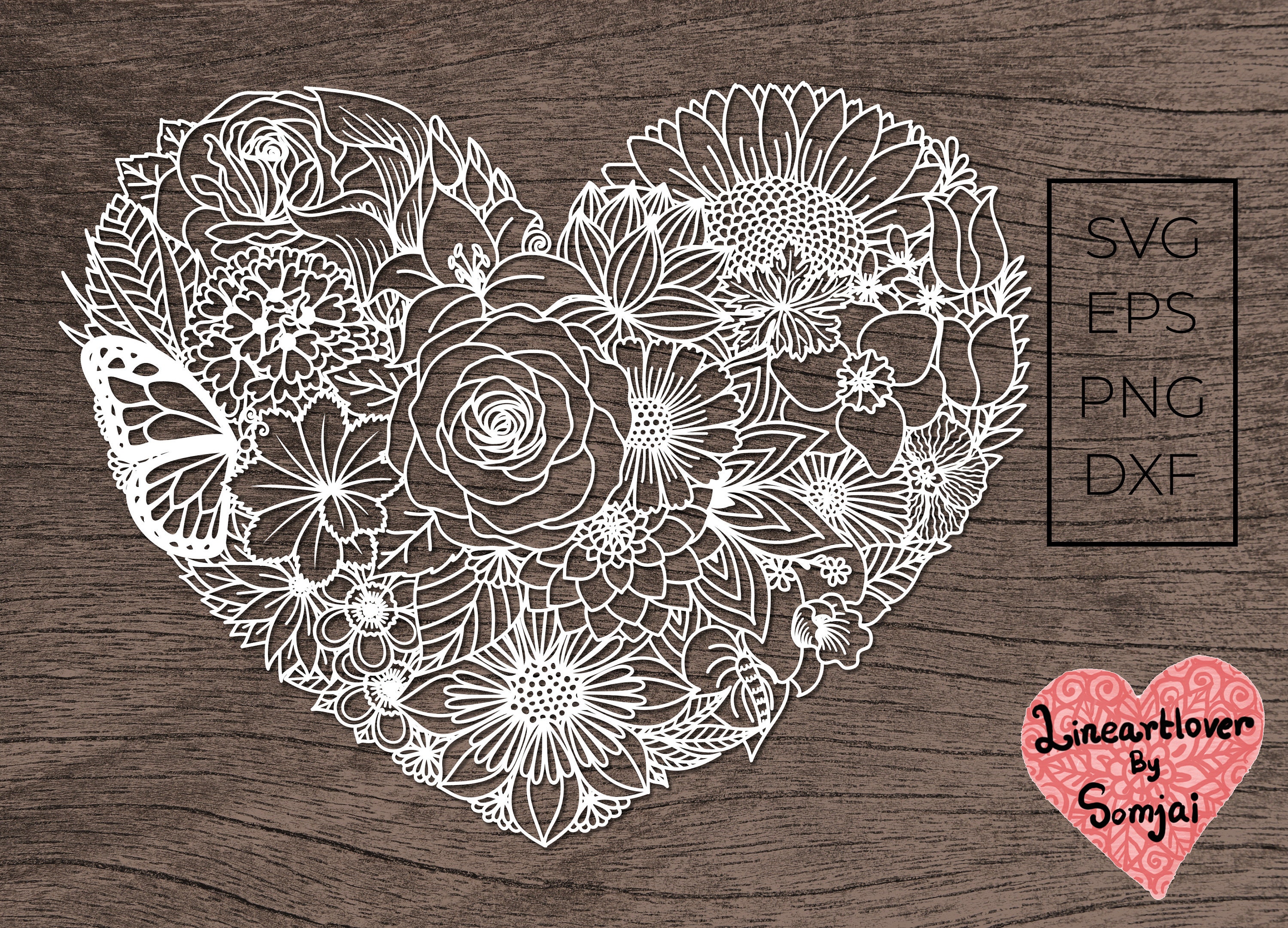 Heart Svg / Floral Heart Svg / Heart Mandala Svg / Flowers Heart Svg ...