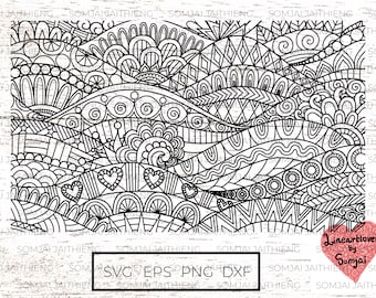 Two styles of abstract sea wave svg / wave zentangle svg / zentangle svg, mandala svg /  svg files for cricut.   0131