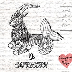 Steenbok Svg / Dierenriem svg / Zentangle Svg / Mandala Svg / Geit Svg / Dier Svg / Boho svg / Etnische SVG / Svg Bestanden voor Cricut