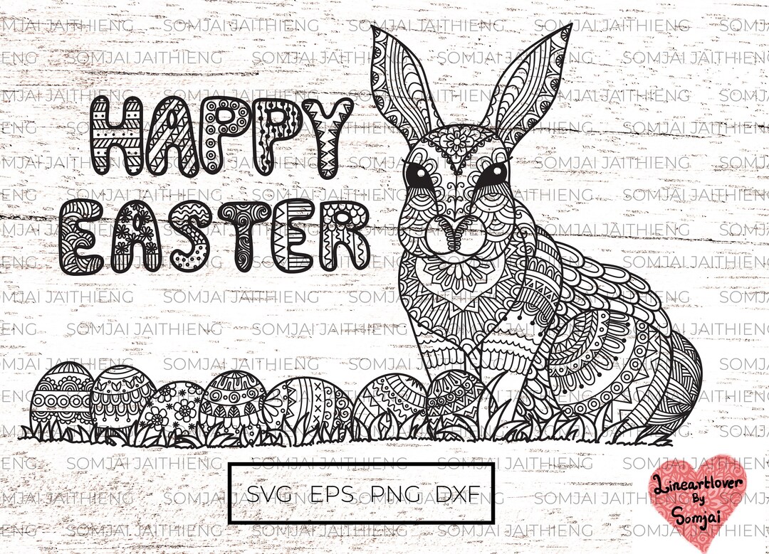 Happy Easter Svg, Zentangle Rabbit Svg, Rabbit Svg, Mandala Rabbit Svg ...