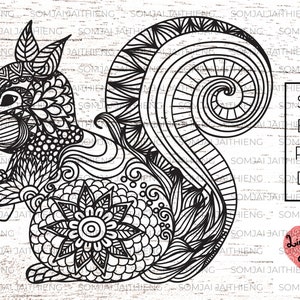 Deux styles d’écureuil Svg/écureuil svg/Zentangle Svg/Mandala Svg/écureuil zentangle svg/Svg Files pour Cricut/Silhouette fichiers 0143