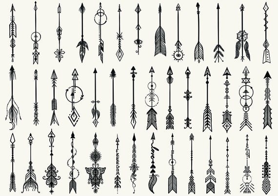 Download 41 Hand Drawn Boho Arrows For Tattoo And Design Element Arrow Etsy