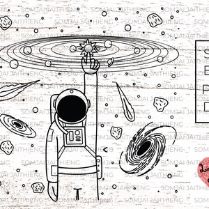 Astronaut balance solar system Svg / cute astronaut svg/  outer space Svg  / Svg Files for Cricut / Silhouette files  0346