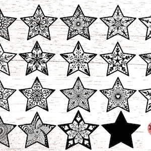 19 sterren svg / kerstversieringen SVG / ster svg / zenangle svg / mandala svg / Boho svg / bestanden voor cricut of glowforge 0081