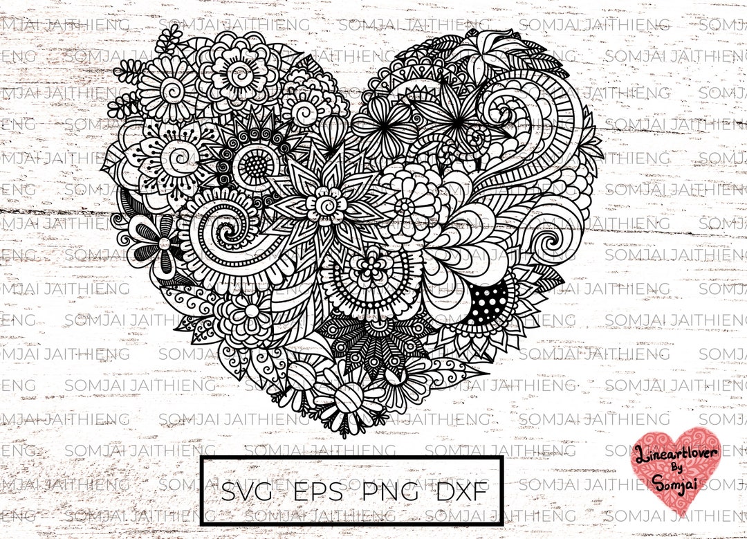 Heart Svg / Mandala Heart Svg / Heart Mandala Svg / Zentangle Svg ...