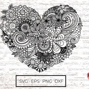Heart Svg / Mandala heart svg / Heart mandala svg /  Zentangle Svg / Mandala Svg /  / Flower heart Svg / Svg Files for Cricut  0060