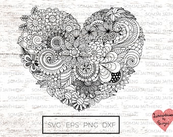 Heart Svg / Heart Mandala Svg / Zentangle Svg / Mandala Svg / Flower ...